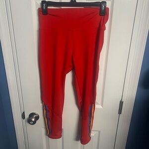 Bally Red Women’s Exercise capris with Colorful Stripes